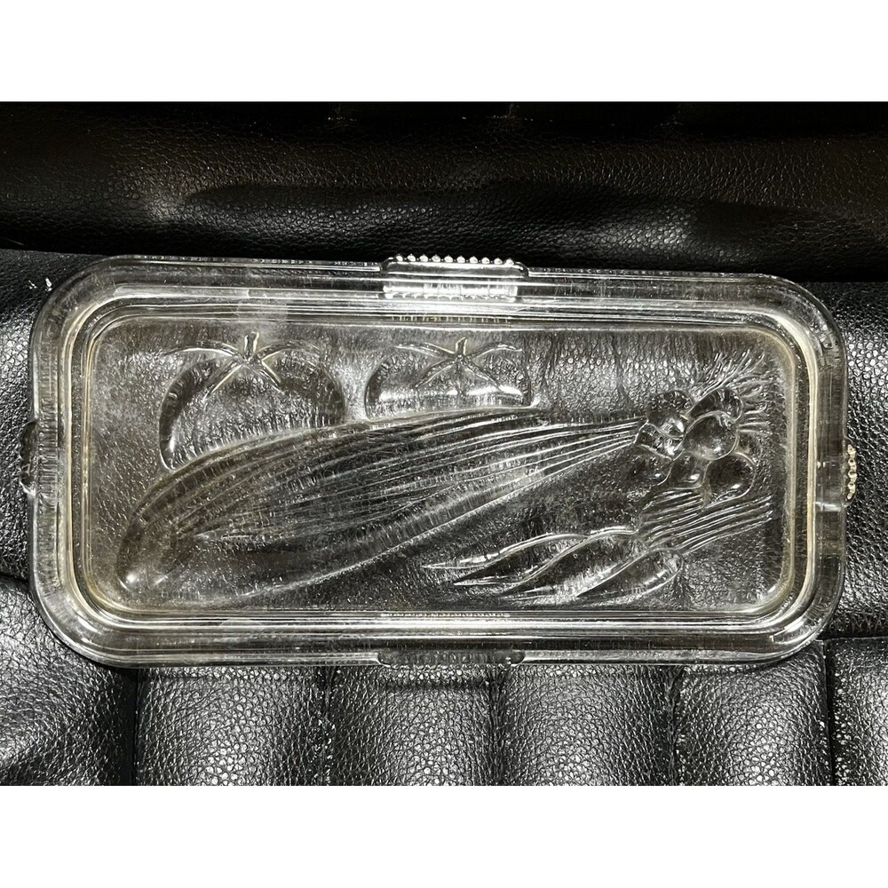Vintage Federal Glass Rib Clear Glass Vegetable Refrigerator Dish Lid ONLY